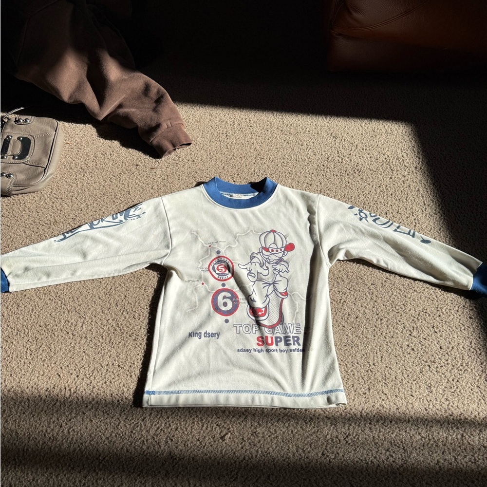 Kids White Graphic Long Sleeve Shirt